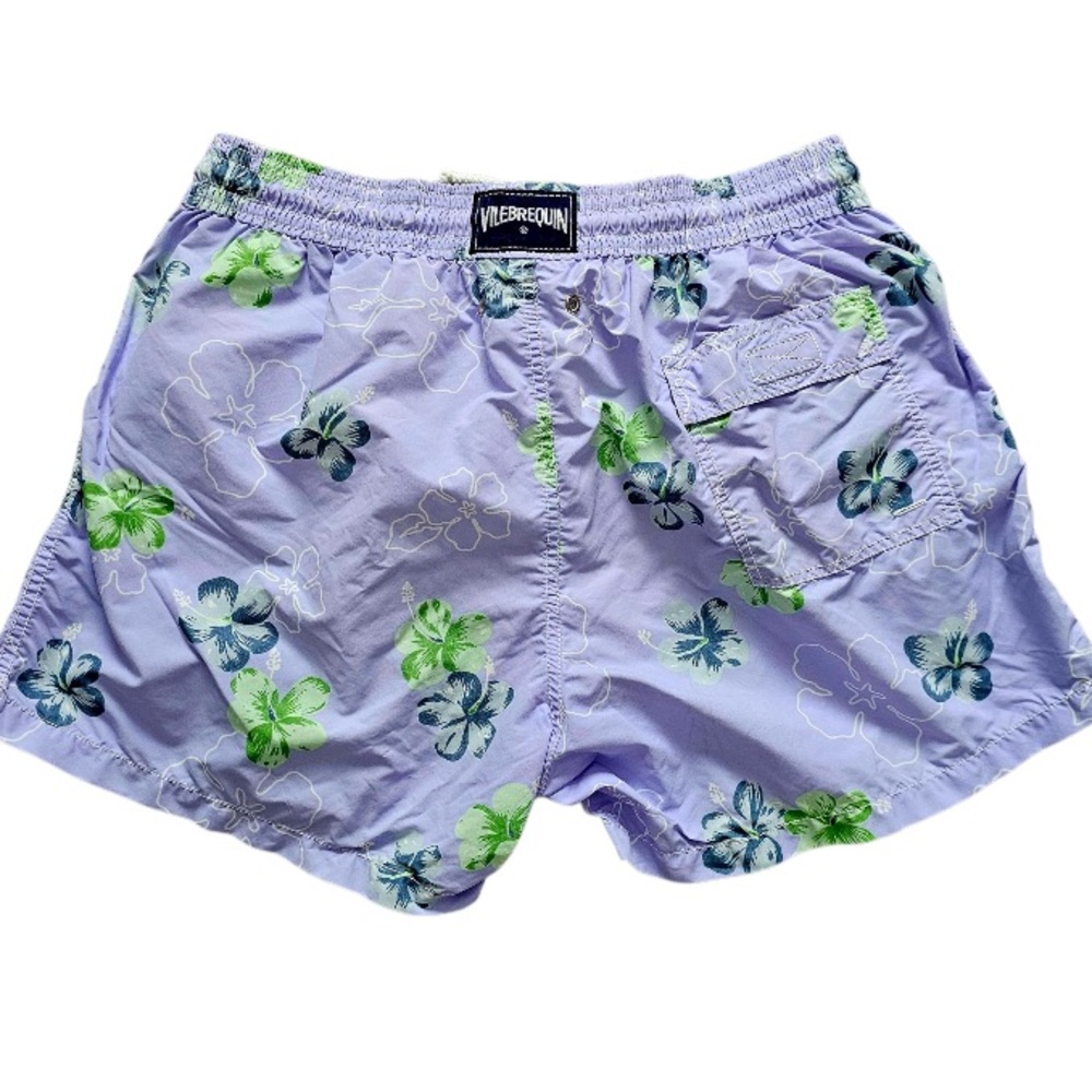 Vilebrequin Lilac and Green Floral Swim Trunks Shorts